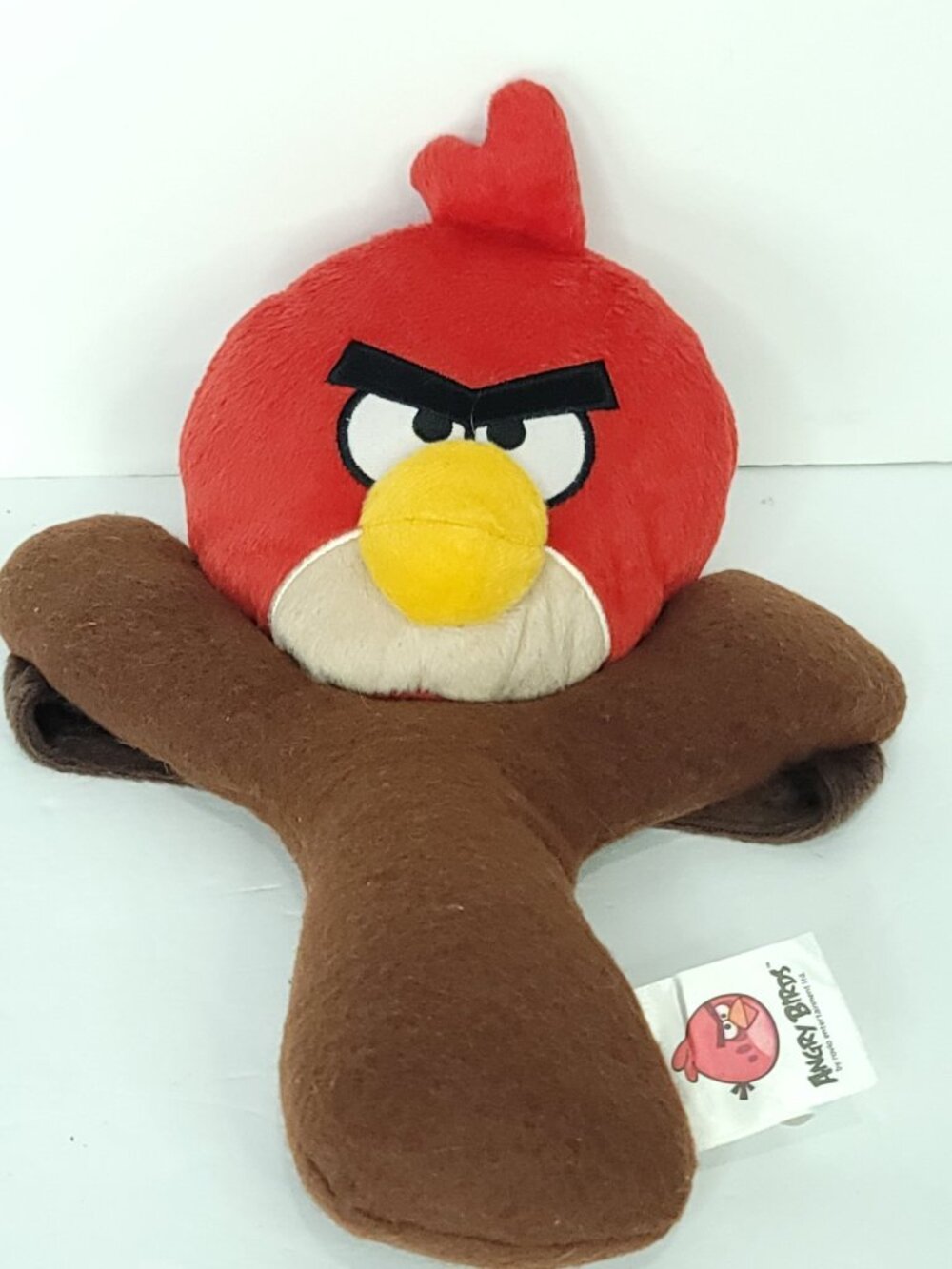 Angry Birds Slingshot 11" Plush Red Bird Rovio 2012 Stuffed Animal Brown Soft